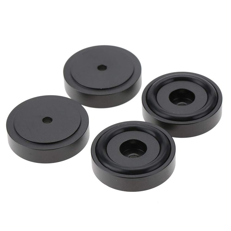Ciglow 4Pcs Anti Vibration Amplifier Feet, 4010mm Aluminium Alloy Universal Copper Speaker Spikes Isolation Sand Blasting Amplifier Pads Feet (Black) - Image 1